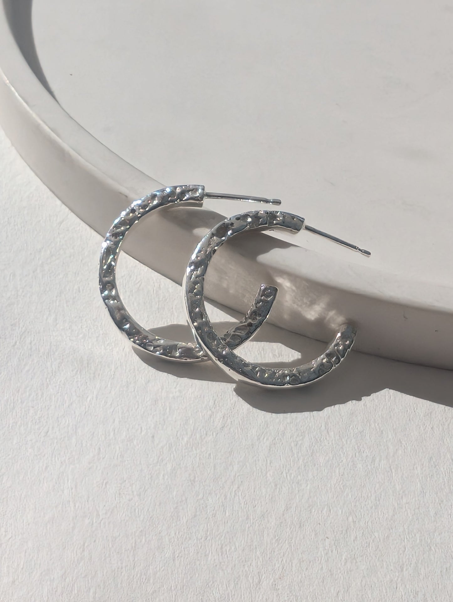 Sand cast hoops earrings