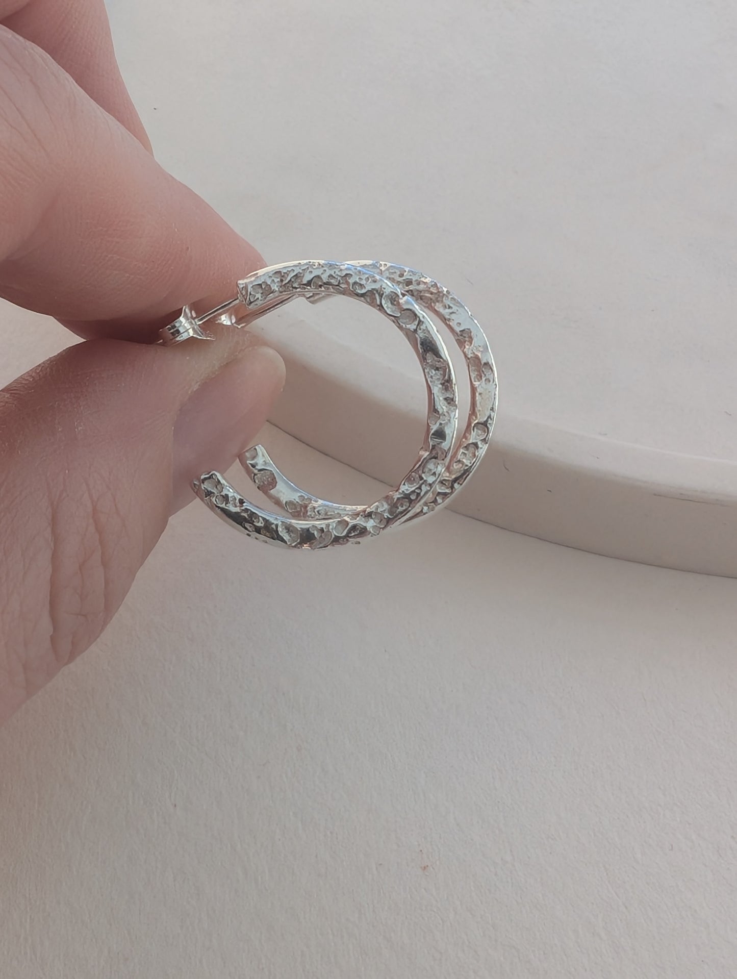 Sand cast hoops earrings