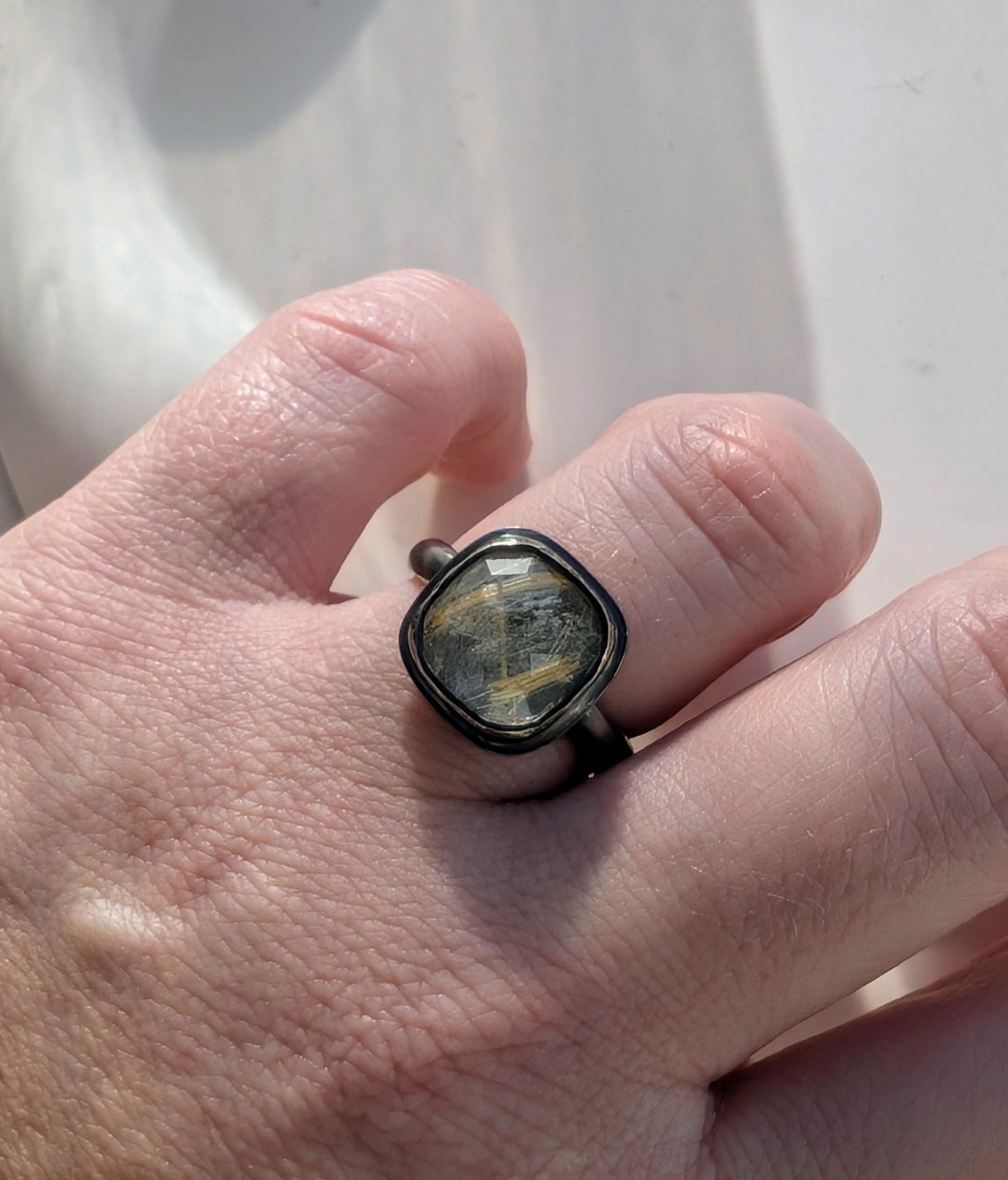 Oxidised rutile quartz ring