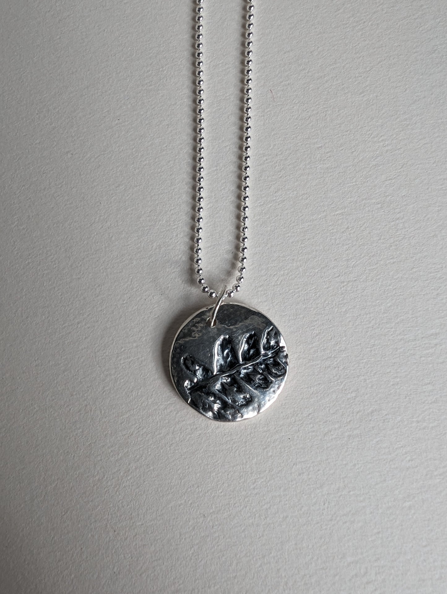 Oxidised fern print necklace