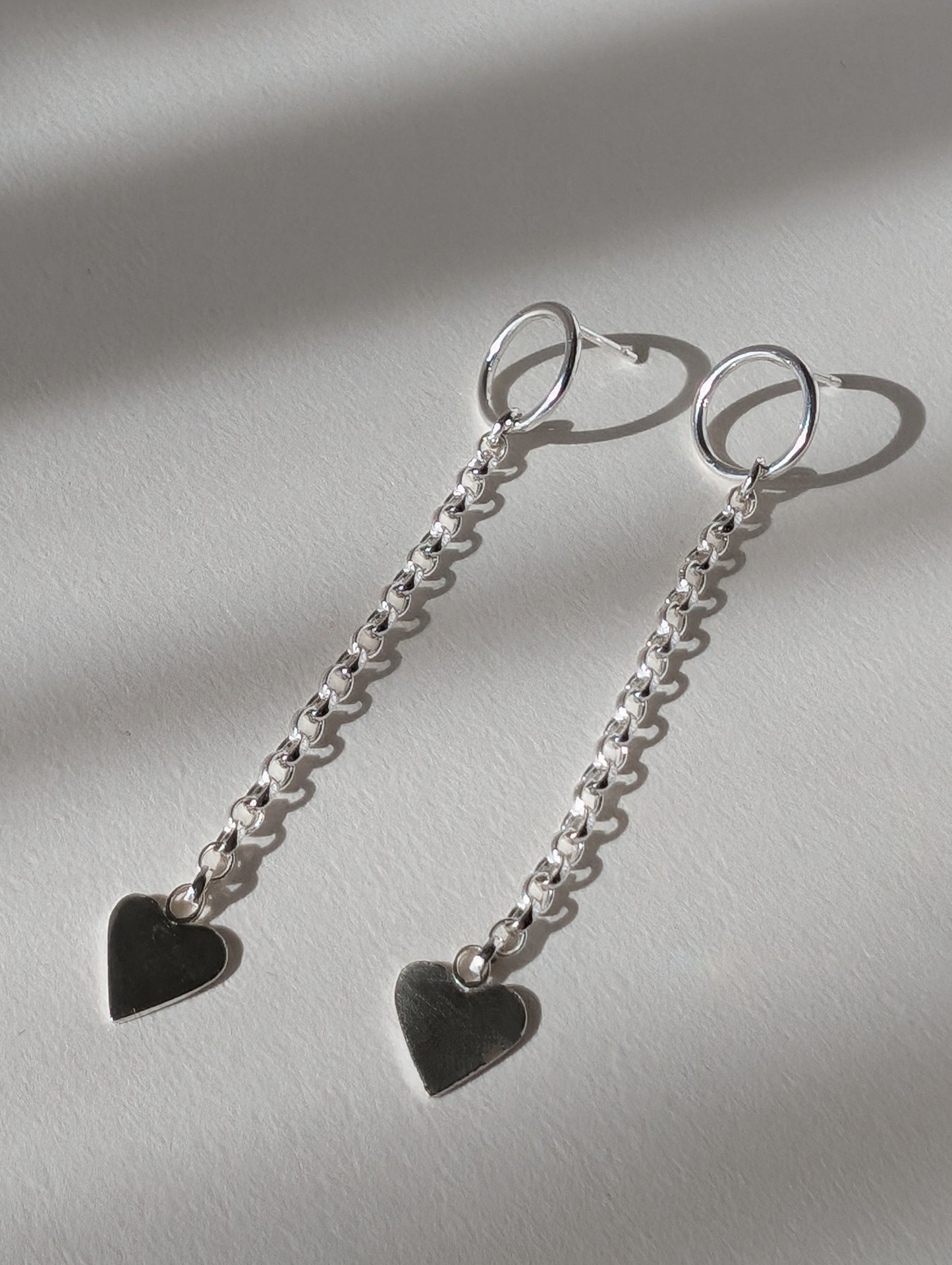 Heart chain stud earrings