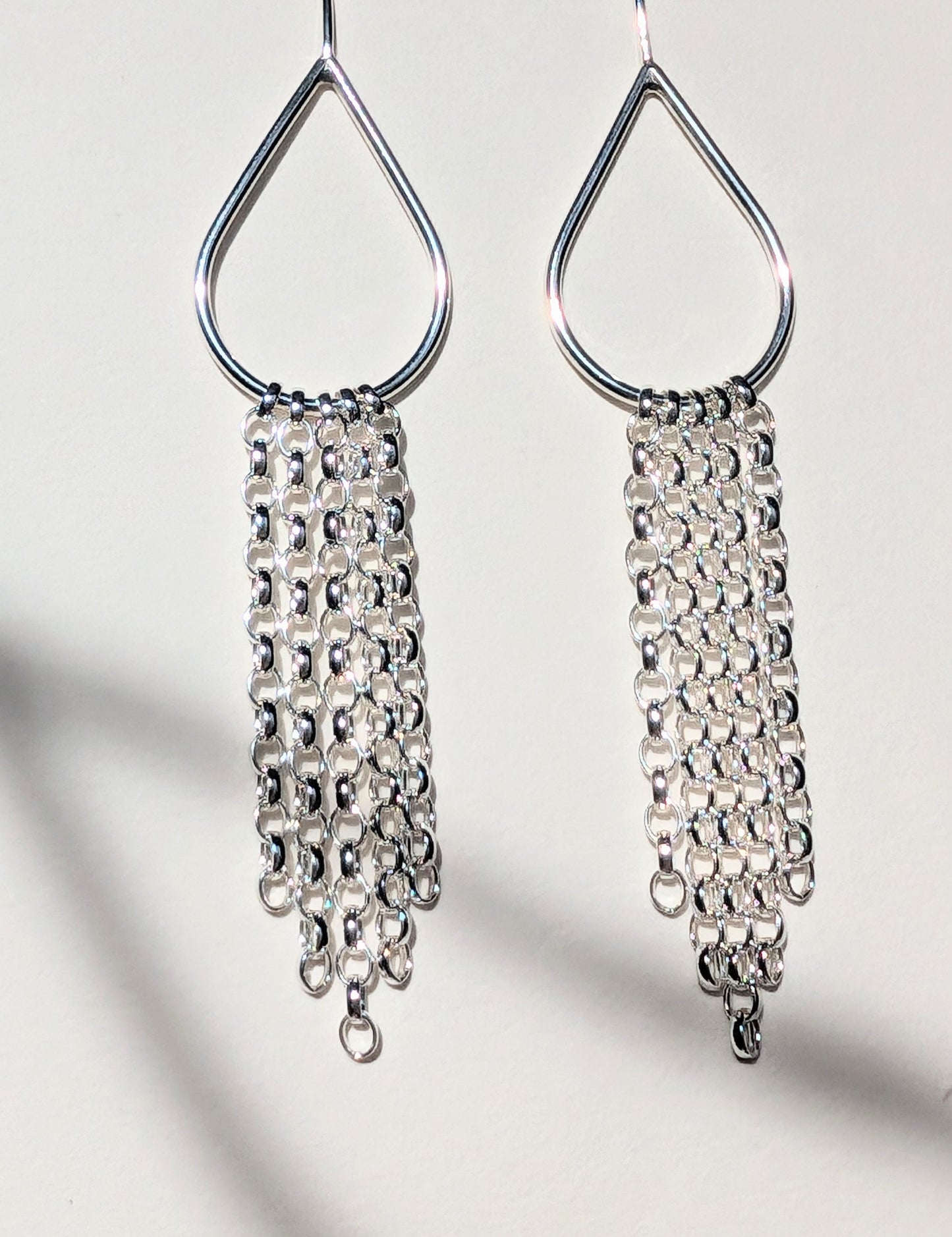 Tear drop chain earrings