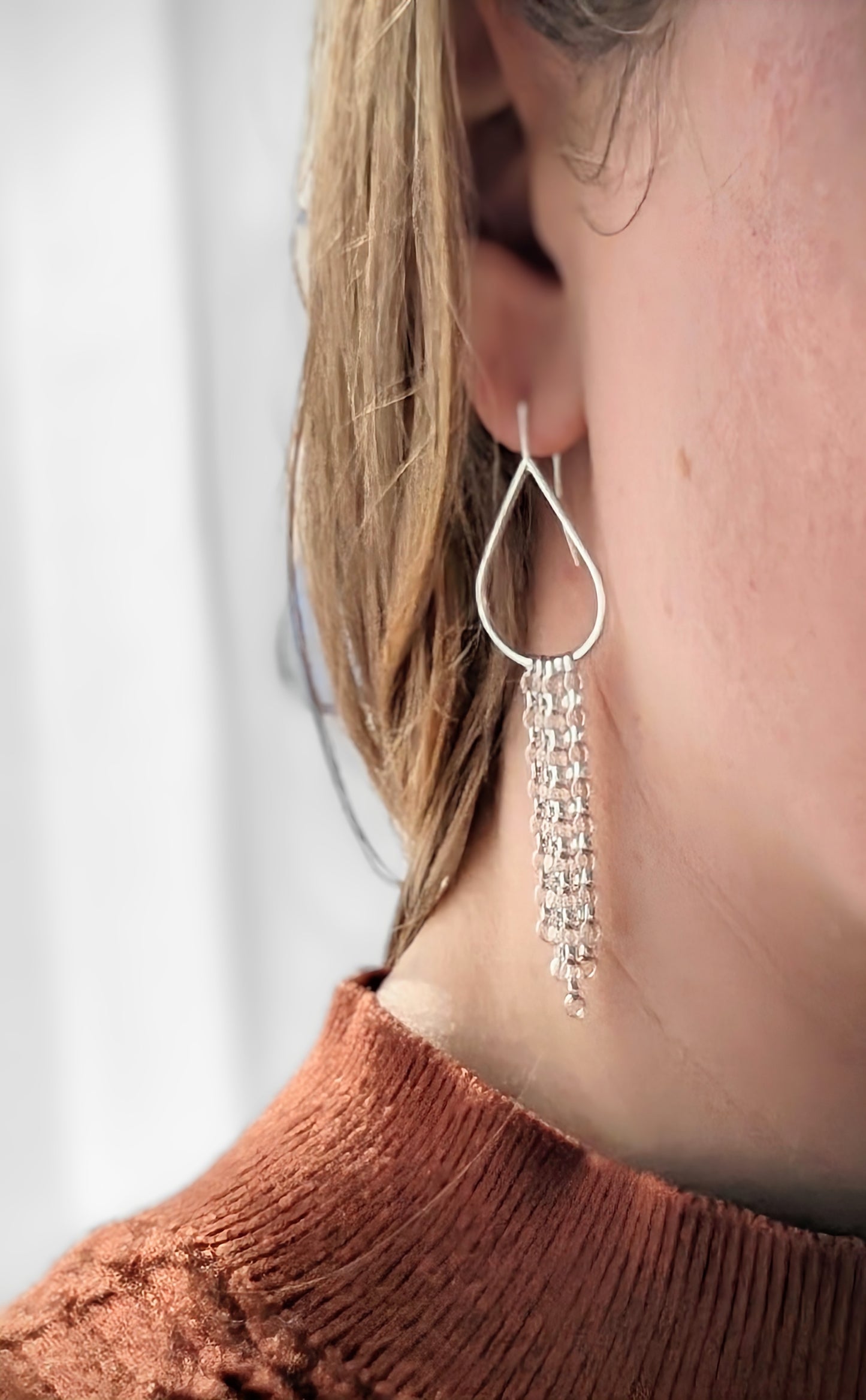 Tear drop chain earrings