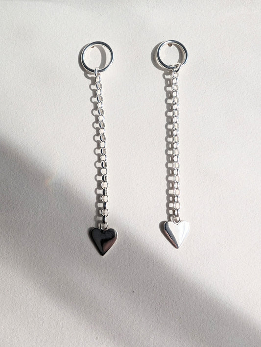 Heart chain stud earrings