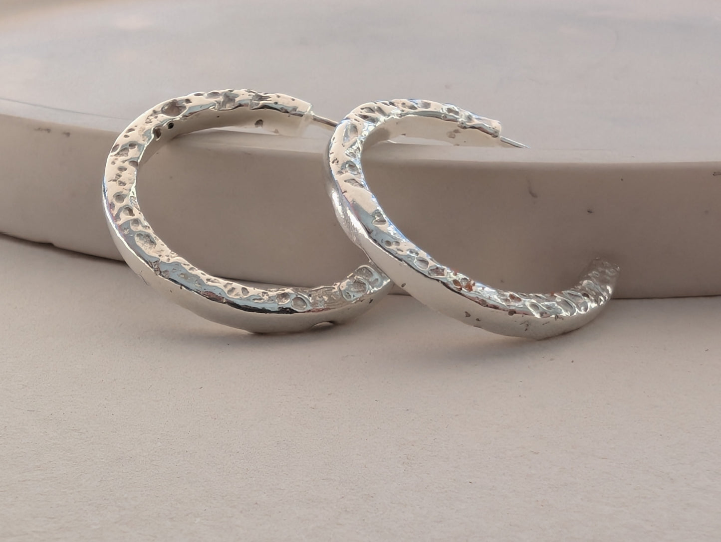 Sand cast hoops earrings
