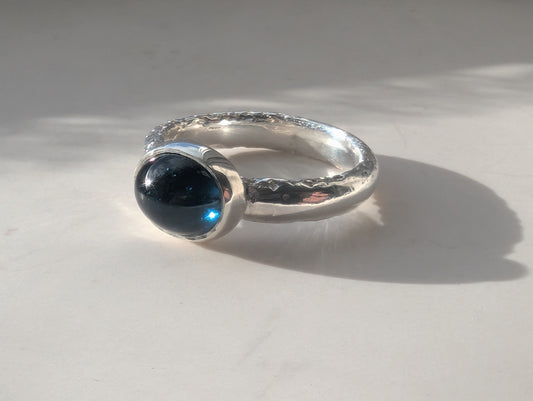 Deep blue tourmaline ring